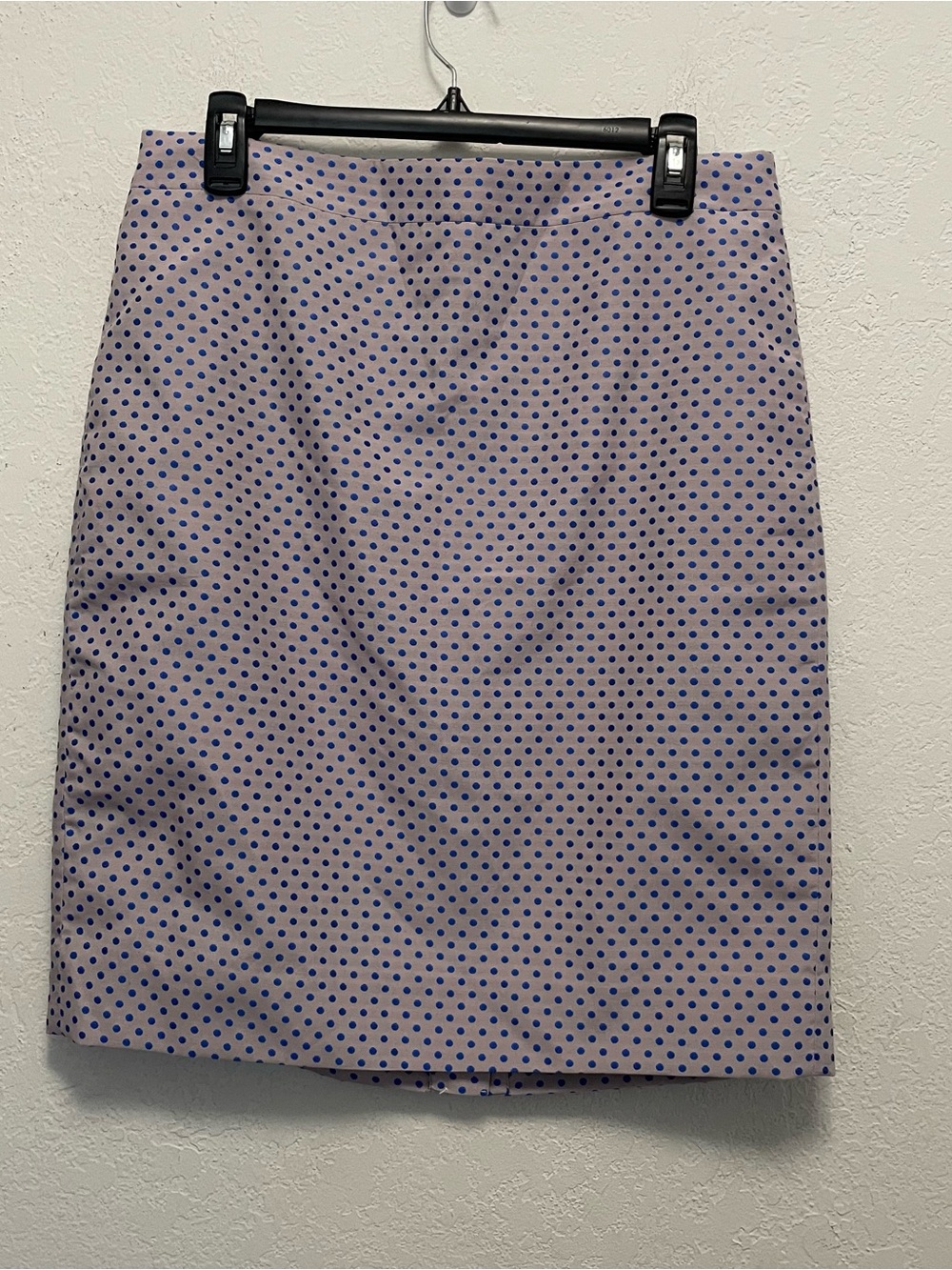 J. Crew The Pencil Skirt Womens 10 Pink Lavender w/ Blue Polka Dots High Rise